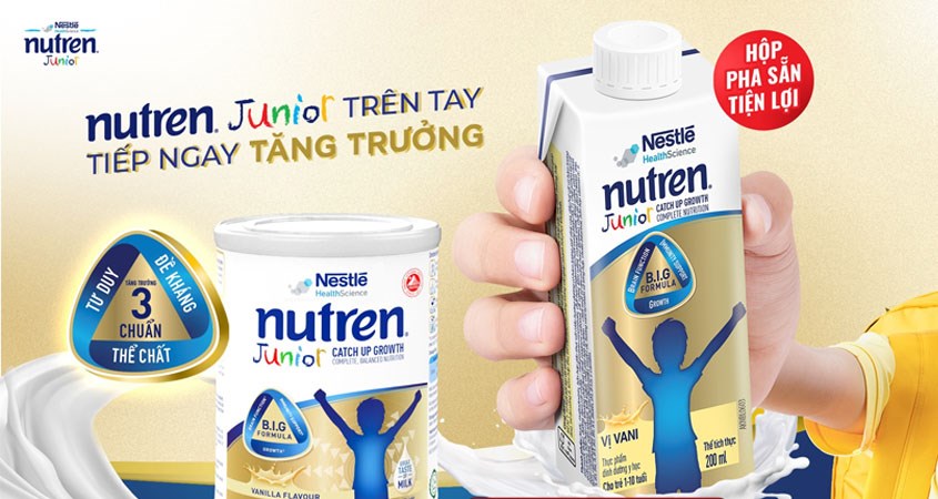 Sữa Nutren Junior giúp trẻ tăng cân do sữa giàu đạm, chất béo Sữa Nutren Junior giúp trẻ tăng cân do sữa giàu đạm, chất béo