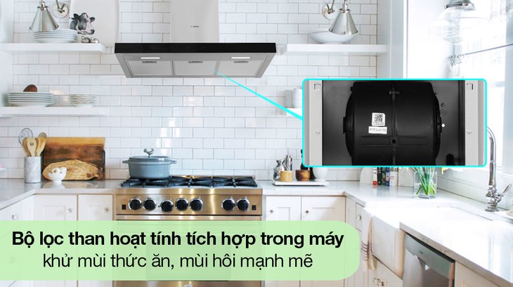 Máy hút mùi Bosch sở hữu bộ lọc than hoạt tính, giúp loại bỏ triệt để mùi hôi cho căn bấp nhà bạn Máy hút mùi Bosch sở hữu bộ lọc than hoạt tính, giúp loại bỏ triệt để mùi dầu mỡ cho căn bếp nhà bạn