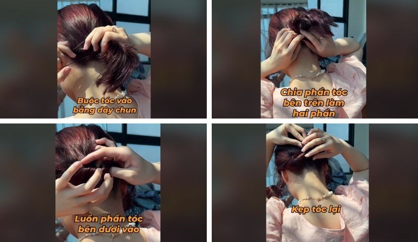 Cách kẹp càng cua theo kiểu quấn ngược tóc ngắn