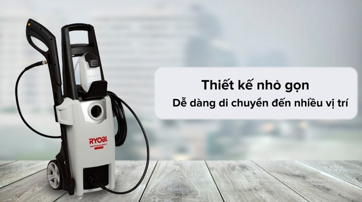 Máy phun xịt rửa áp lực cao Ryobi AJP-1610 1800W mang trên mình sắc xám thời thượng với kích thước gọn gàng, dễ dàng di chuyển đến các vị trí khác nhau