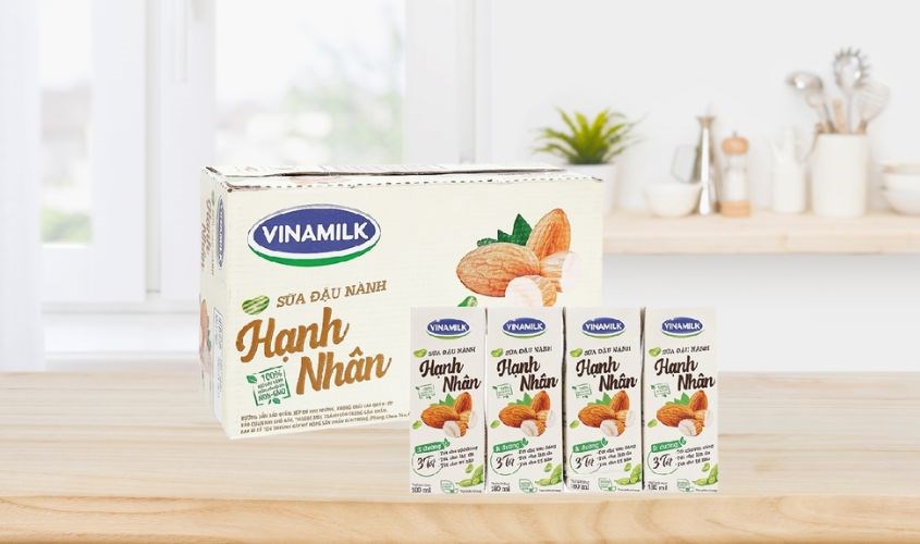 Thùng 48 hộp sữa đậu nành hạnh nhân Vinamilk 180 ml