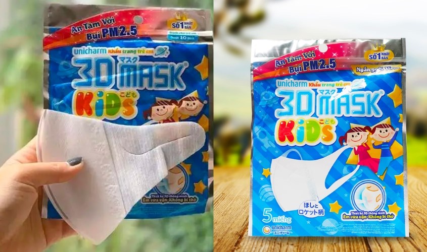 Túi 5 cái khẩu trang các loại Unicharm 3D Mask Kids Túi 5 cái khẩu trang các loại Unicharm 3D Mask Kids