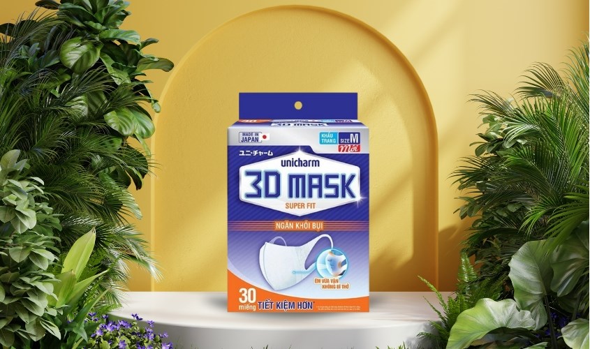 Hộp 30 cái khẩu trang y tế 3D Unicharm 2 lớp Hộp 30 cái khẩu trang y tế 3D Unicharm 2 lớp