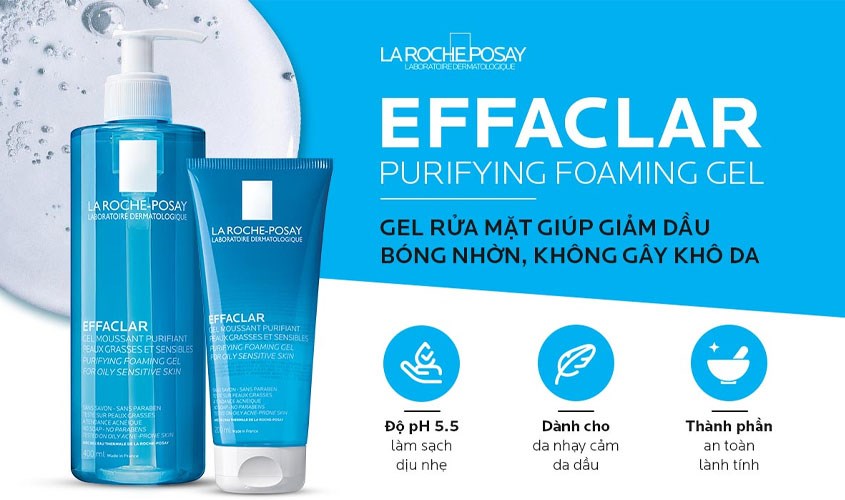 Gel rửa mặt làm dịu và giảm kích ứng dành cho da dầu, mụn La Roche Posay Effaclar 50 ml