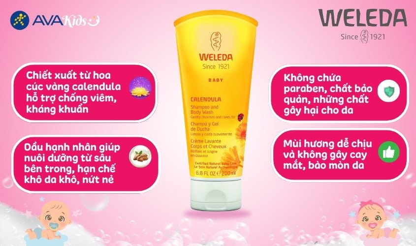 Sữa tắm Weleda Baby Calendula 200ml