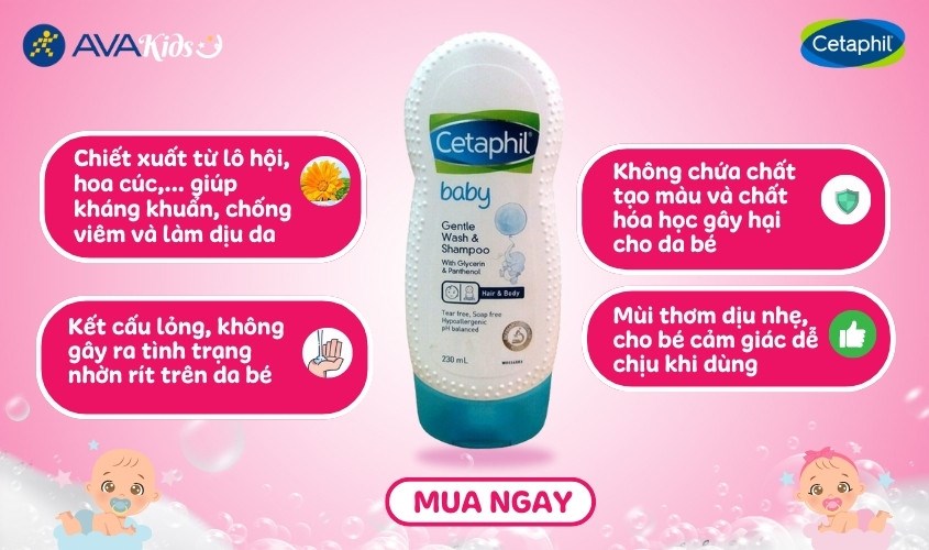 Tắm gội cho bé Cetaphil hương thiên nhiên 230 ml