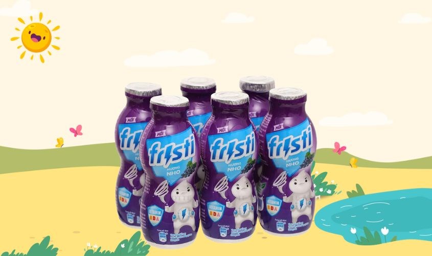 Lốc 6 chai sữa chua uống tiệt trùng Fristi vị nho 80 ml (từ 1 tuổi)