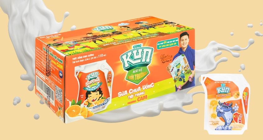 Thùng 24 túi sữa chua uống tiệt trùng LiF Kun vị cam 110 ml (từ 2 tuổi)