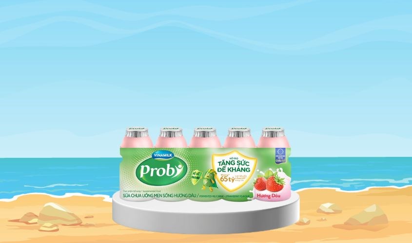 Lốc 5 chai sữa chua uống men sống Vinamilk Probi vị dâu 65 ml (từ 1 tuổi)
