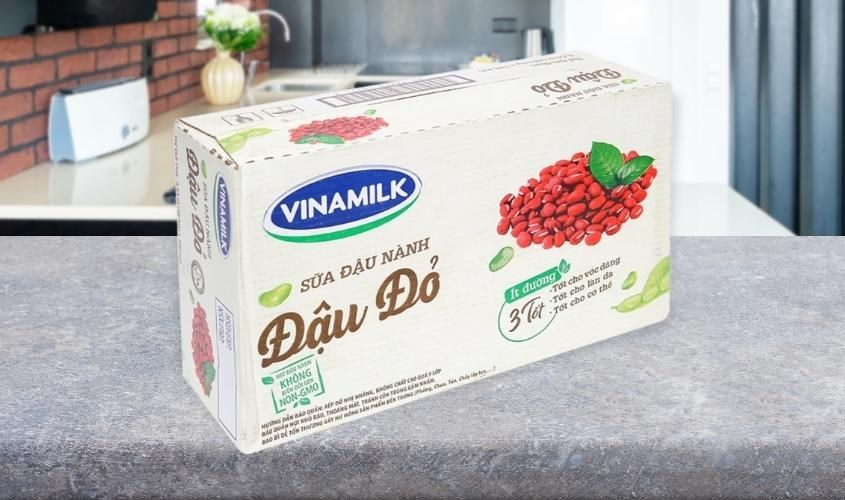 Thùng 48 hộp sữa đậu nành đậu đỏ Vinamilk 180 ml