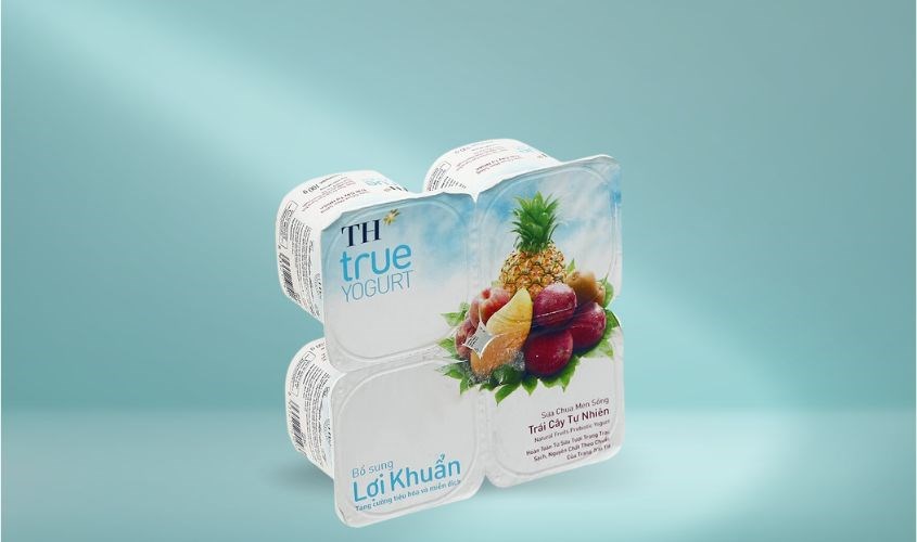 Lốc 4 hộp sữa chua trái cây TH true YOGURT vị trái cây 100g (từ 1 tuổi)