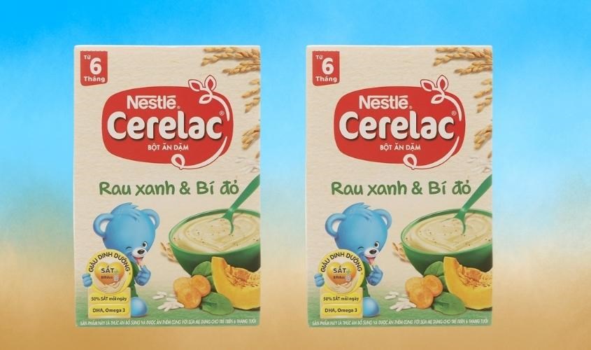 Bột ăn dặm Nestlé Cerelac rau xanh, bí đỏ hộp 200g (từ 6 tháng)