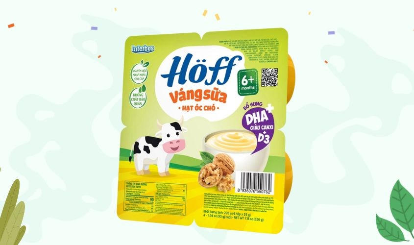 Lốc 4 hũ váng sữa Hoff vị óc chó 55g (từ 6 tháng)