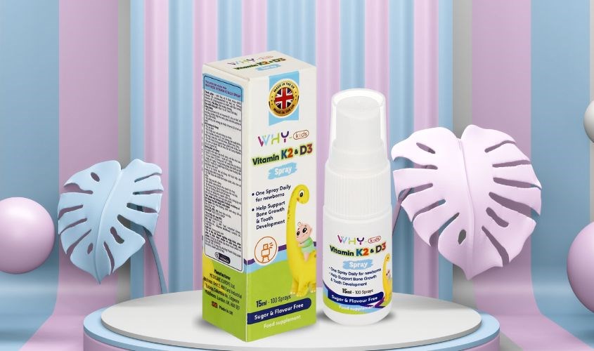 Lọ xịt Why-Kids Vitamin K2&D3 hỗ trợ hấp thu canxi 15 ml (từ 0 tháng)