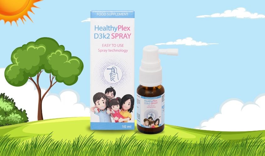 Lọ xịt HealthyPlex D3K2 hỗ trợ hấp thu canxi 10 ml (từ 0 tháng)