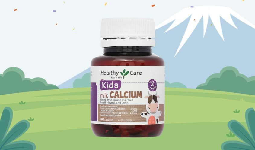Viên uống Healthy Care Kids Milk Calcium hỗ trợ xương và răng chắc khỏe 60 viên (từ 4 tháng)