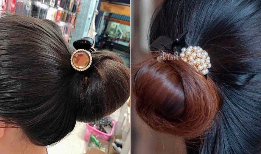 Búi tóc bằng kẹp càng cua cỡ nhỏ cho tóc xoăn