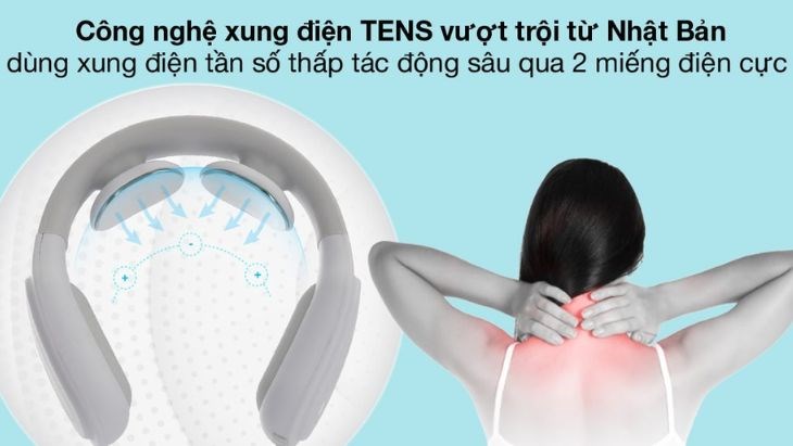 Máy massage cổ, vai, gáy HASUTA HMN-160 (Màu trắng) được trang bị công nghệ xung điện TENS Nhật Bản 