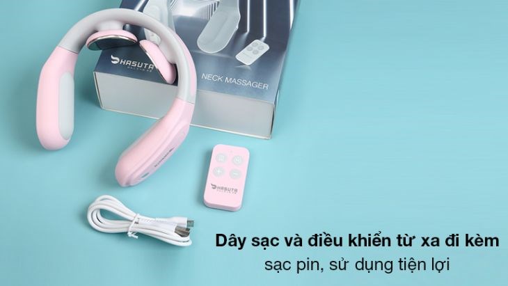 Máy massage cổ, vai, gáy HASUTA HMN-160 (Màu hồng) được trang bị điều khiển từ xa dùng thêm đơn giản, tiện lợi