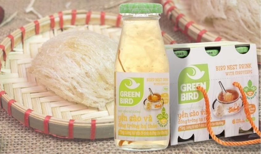 Lốc 6 chai nước yến sào đông trùng hạ thảo Green Bird 185 ml (từ 18 tuổi)