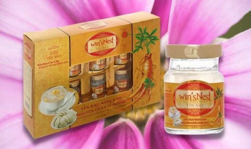 Hộp 6 hũ nước yến sào nhân sâm ít đường Win'snest 70 ml
