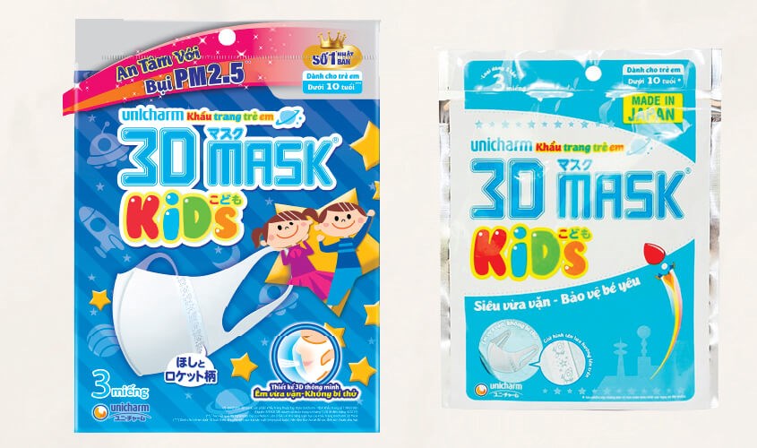 Túi 5 cái khẩu trang các loại Unicharm 3D Mask Kids