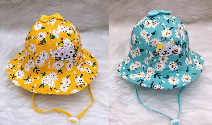 Nón vành Duy Ngọc VBG mèo in hoa - Màu ngẫu nhiên tránh nắng cho bé