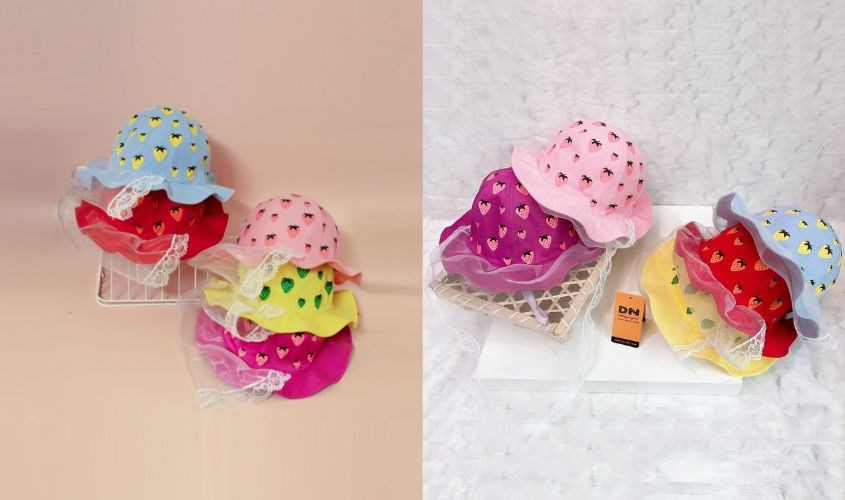 Nón vành Duy Ngọc VBG khăn màu in dâu - Màu ngẫu nhiên chất liệu cotton