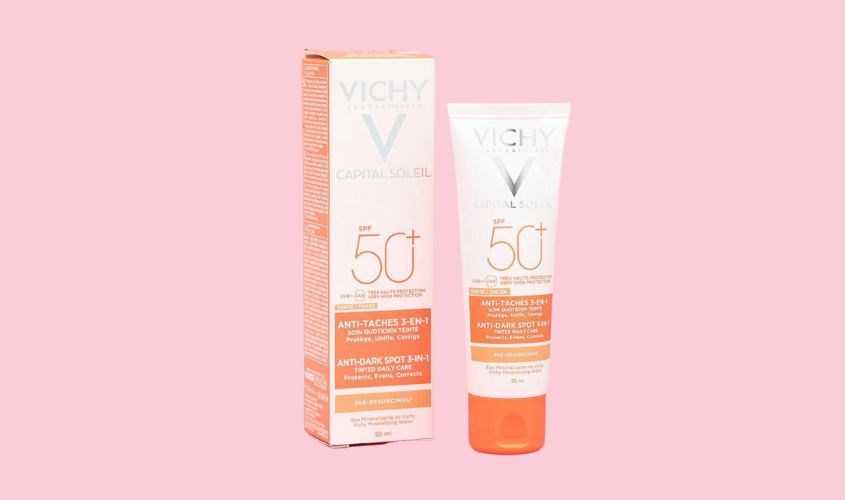 Kem chống nắng dưỡng da 3 trong 1 có màu Vichy Capital Soleil SPF 50+ PA++++ 50 ml