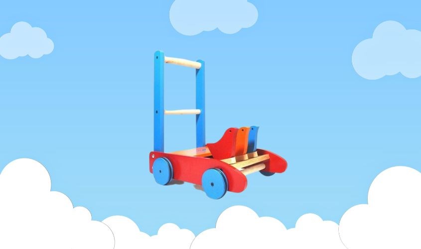 Xe tập đi cho bé bằng gỗ có vòng cao su chống trượt