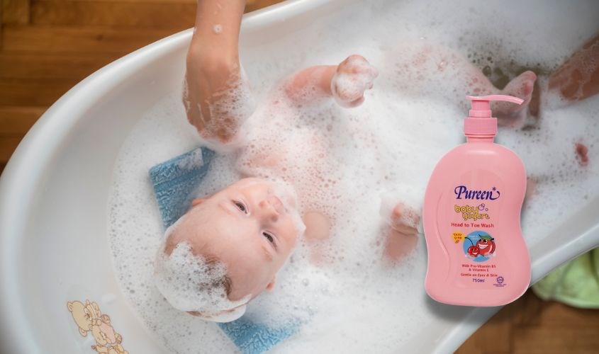 Tắm gội cho bé Pureen tinh chất sữa chua hương đào và cherry 750 ml