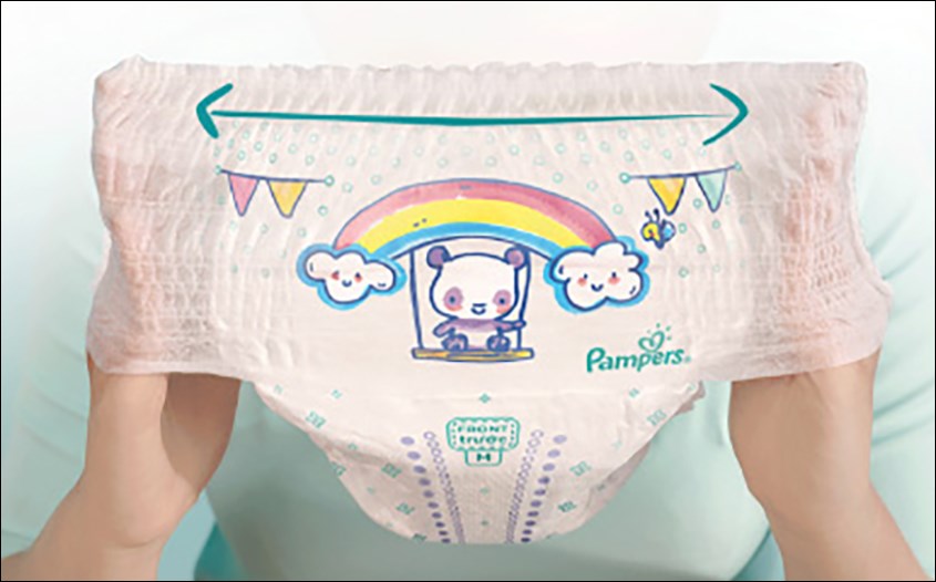 Bỉm Pampers có màu sắc thiết kế ngộ nghĩnh, dễ thương