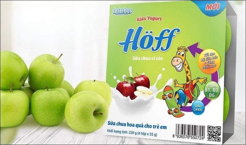 Lốc 4 hộp sữa chua trái cây Hoff vị táo 55g (từ 6 tháng)