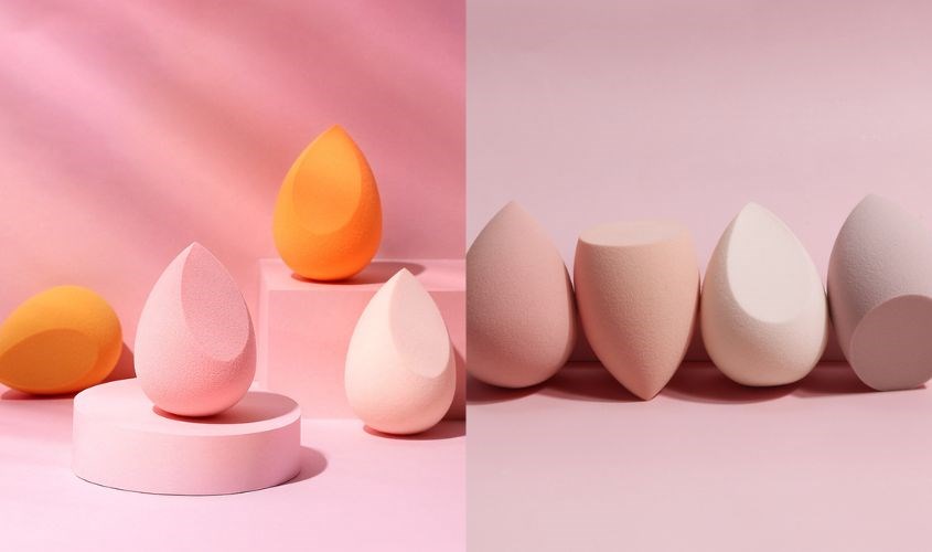 Mút trang điểm hình oval có đầu vát