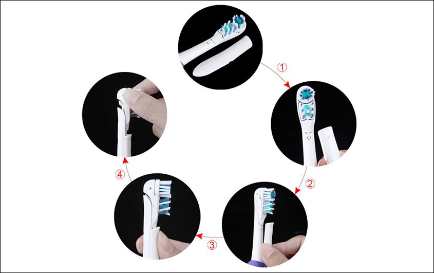Các bước thay bàn chải có kèm theo dụng cụ