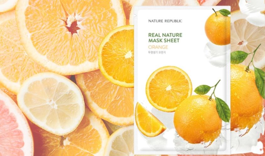 Mặt nạ giấy Cam dưỡng ẩm và làm đều màu da Nature Republic Real Nature Orange 23 ml