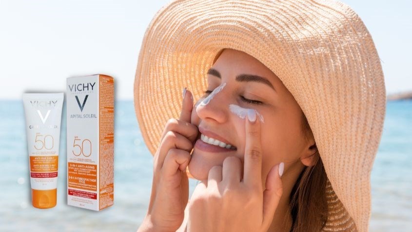Kem chống nắng dưỡng da 3 trong 1 có màu Vichy Capital Soleil SPF 50+ PA++++ 50 ml
