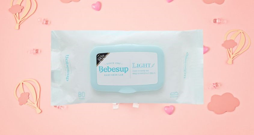 Khăn ướt em bé Bebesup Light hương tự nhiên gói 80 miếng