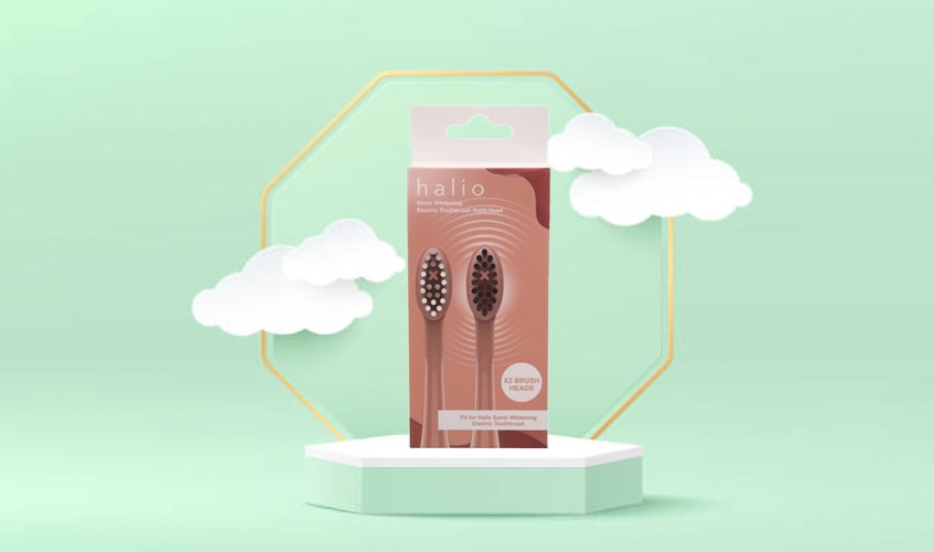 Bộ 2 đầu bàn chải điện Halio Sonic Whitening Electric Toothbrush Rose Gold