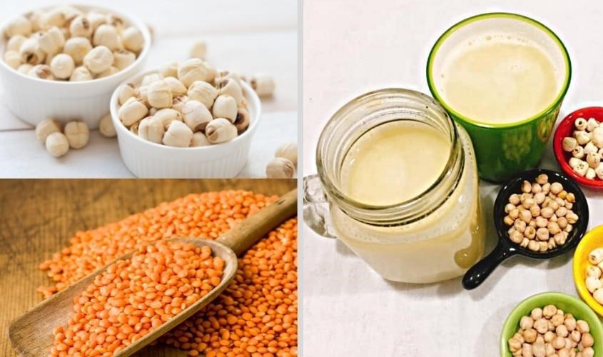 Nấu sữa đậu lăng với hạt sen, lạc, đường thốt nốt