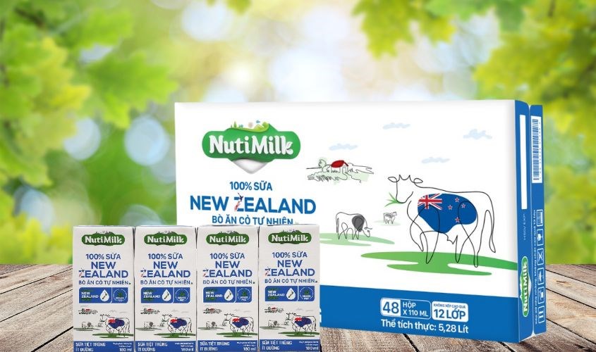 Thùng 48 hộp sữa tươi Nutimilk Newzealand ít đường 180 ml