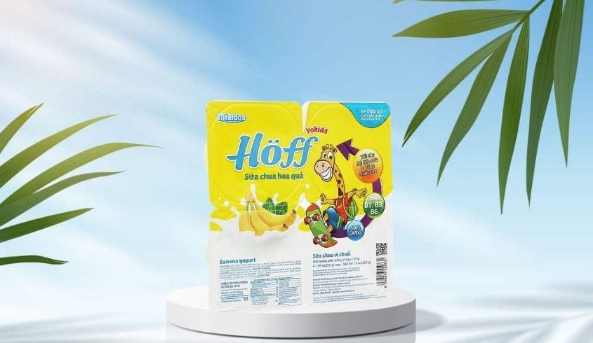 Lốc 4 hộp sữa chua trái cây Hoff vị chuối 55g (từ 6 tháng) Lốc 4 hộp sữa chua trái cây Hoff vị chuối 55g (từ 6 tháng)