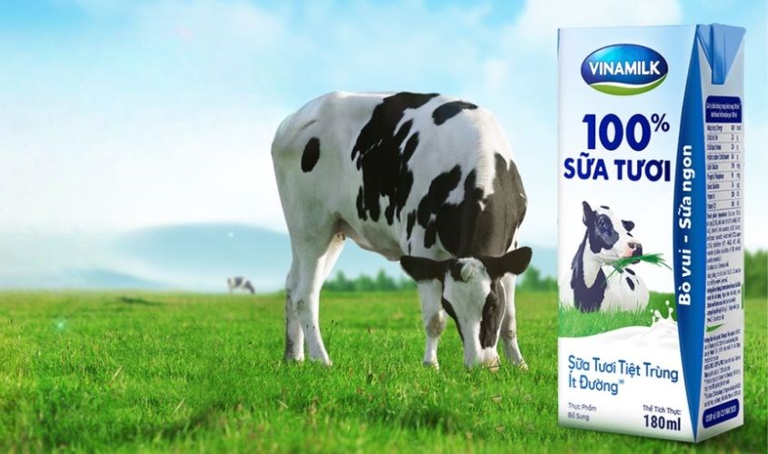Lốc 4 hộp sữa tươi tiệt trùng Vinamilk ít đường 180 ml