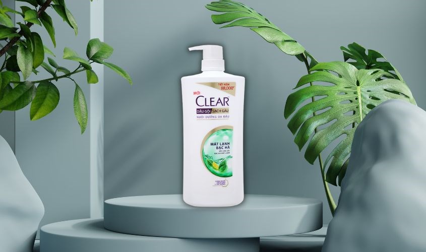 Dầu gội Clear mát lạnh bạc hà sạch gàu 874 ml