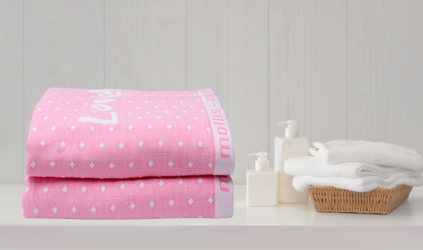 Khăn tắm cotton organic Mollis BM3Q 90x100 cm - Màu hồng