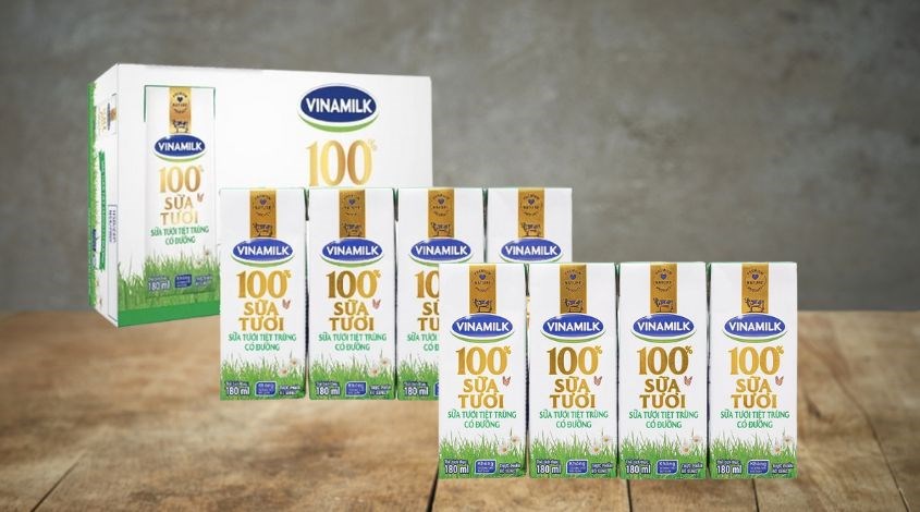 Thùng 48 hộp sữa tươi Vinamilk có đường 180 ml