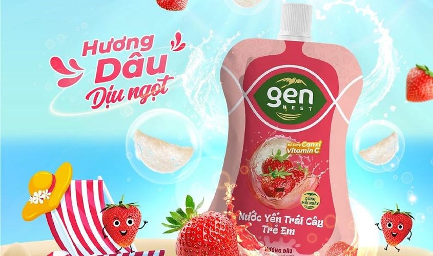 Nước yến trái cây Gennest vị dâu 105 ml/túi (từ 1 tuổi)