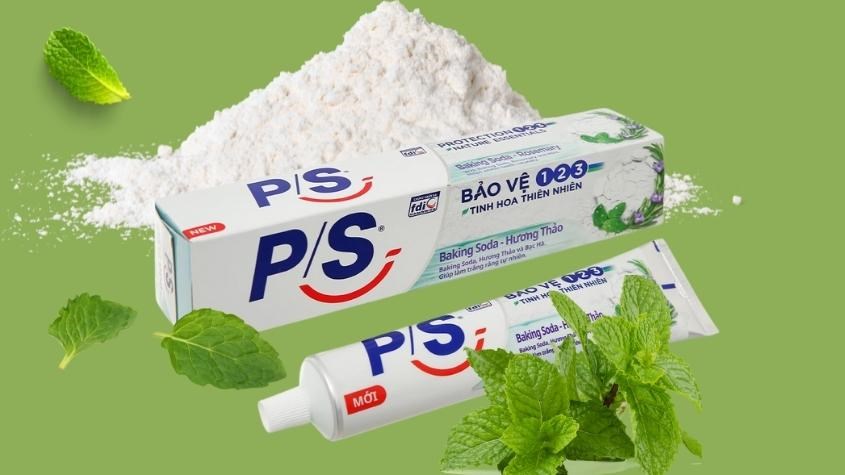 Combo kem đánh răng và bàn chải P/S bảo vệ 123 tinh hoa thiên nhiên baking soda & hương thảo 230g