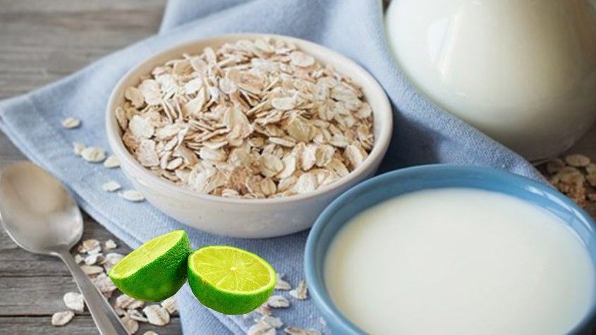 Làm mặt nạ yến mạch với sữa tươi và chanh