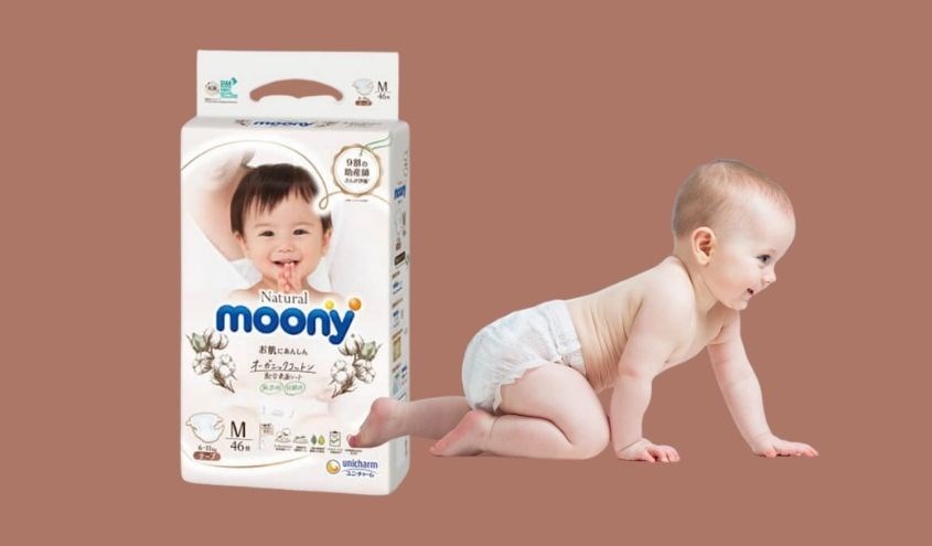 Tã dán Moony Natural size M 46 miếng (6 - 11 kg) Bỉm Moony Natural size M